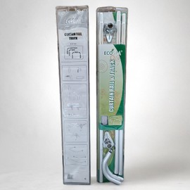 ECOSPA Multi Use Bathroom Shower Curtain Pole Kit for L SHAPE or U SHAPED Showers, Chrome