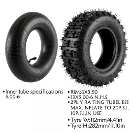 Unbranded 4pc 13x5.00-6 13/500-6 Tire + Tube 13x5-6 for ATV Go Kart Garden Mower Turf