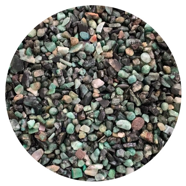 GAF TREASURES Wholesale Natural Semi Tumbled Gemstone Chips, Crushed Mini Crystals, Undrilled Crystal Chips (Emerald, 0.25 Pound)