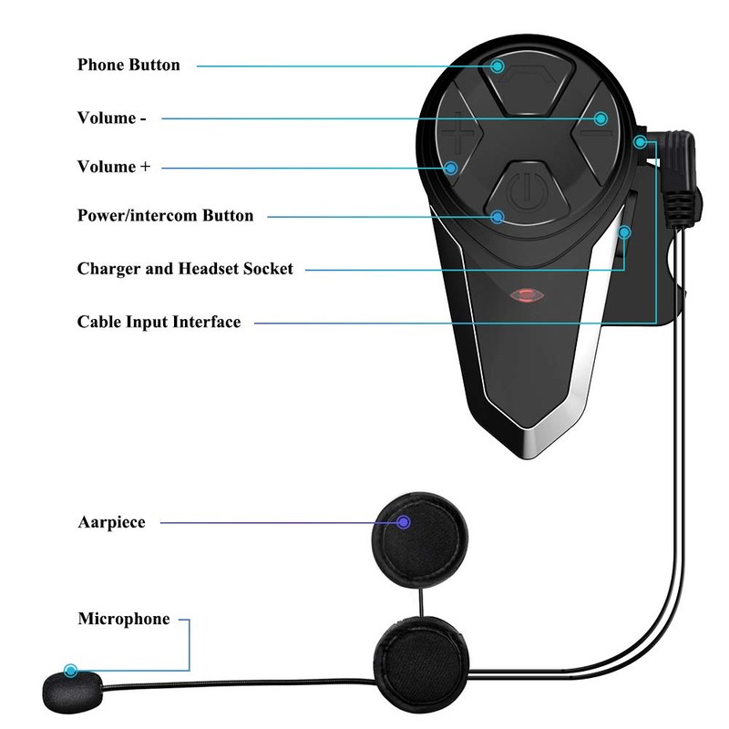 vFound BT-S3 1000m Motorcycle Intercom Helmet Headset Real-time Communication Systems
