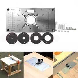 Multifunctional Router Table Insert Plate Woodworking Benches Aluminium Wood Router Trimmer Models Engraving Machine with 4 Rings Tools