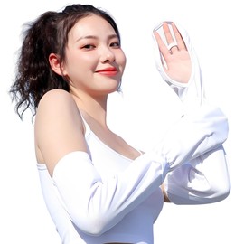 [マグノ] アームカバー レディース 腕カバー 指先まで ロング 手袋 uvカット 日焼け防止 吸汗速乾 接触冷感 (ホワイト)