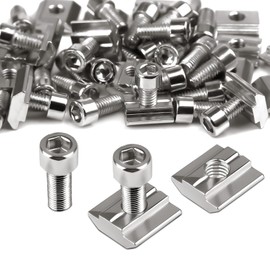 Ziamzra Pack of 50 T-Slot Nuts M8 Set 25 Pieces T Nut Rail M8 & 25 Pieces Screws M8 30 Series Nut 8 Type B Sliding Nuts T Slot Nuts Carbon Steel for Aluminium Profile Extrusion Slot Guide Rail