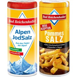 Salt "French Fries" with Iodine and folic Acid 90 g + Iodized Table Salt with Fluoride 125 g, Bad Reichenhaller / Germany