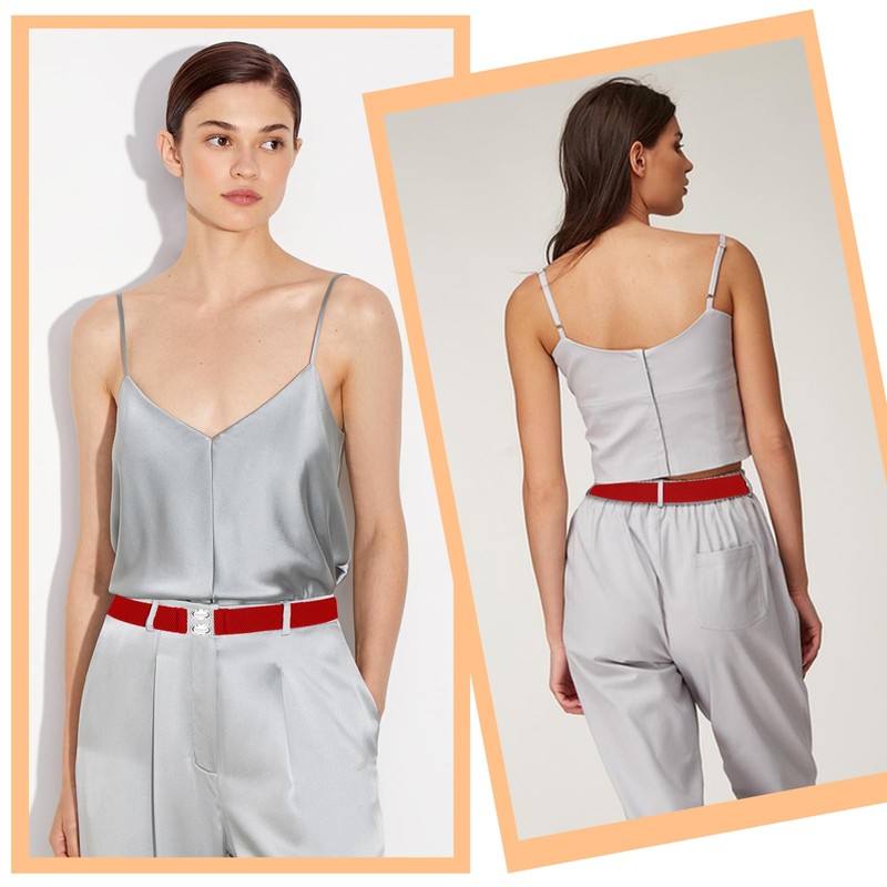 Molain Invisible Women Stretch Belt Adjustable Elastic Belt Flat Buckle