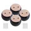SHANOER 4pcs 40mm Height Black Eucalyptus Wood Round Bun Furniture