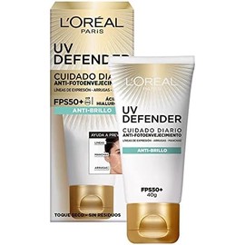 LOreal Paris bloqueador solar FPS 50  UV Defender anti - brillo, 40ml  Gel Limpiador Facial Revitalift Ácido Hialurónico, 150 ml