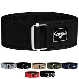 IBRO Quick Locking Premium Weight Lifting Belt - Unrivaled Back Support for Powerlifting, Cross Training, Olympic Lifting & Bodybuilding - 4 Inch Nylon Gym Belt for Men and Women with Metal Buckle for Core Stability Black XL