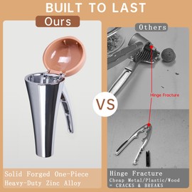 AFFDEUP Nut Cracker,Heavy Duty Nut Cracker Tool with Splash-Proof Brown Lid,Long Leverage & Spring Return Nutcracker for Effortless Cracking