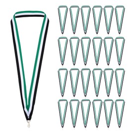 PATIKIL Award Neck Ribbons with Snap Clips, 66 Pack Polyester Medal Lanyards Blank Award Ribbon for Competitions Achievement Sports Party, Black/White/Green