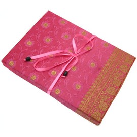 Sari Fabric Writing Set | Pink | 20 Sheets of Recycled Paper and 10 Envelopes | Letter Writing Stationery Sets | 17cm x 23.5cm | Fair Trade and Handmade for Men and Women