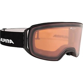 ALPINA ARRIS Q Mirrored, Contrast Enhancing & Polarised OTG Ski Goggles with 100% UV Protection for Adults, Matte Black, One Size