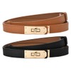 flintronic Women Leather Belt, 2pc Skinny Belt, Slim Thin Waist
