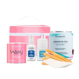 Passini Kit de Depilación Piel Sensible con fundidor, cera, telas, polvo predepilatorio y loción humectante de argán
