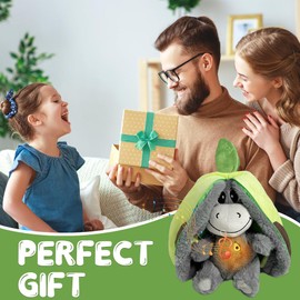 NAVESO Atmendes Kuscheltier, Schlafender Esel Kuscheltier mit Atembewegung und Musik, Stressabbau Stofftier für Schlafende Kinder Erwachsene