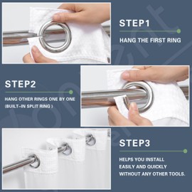 KONZENT Waffle Shower Curtain Hotel Fabric Shower Curtain Machine Washable with Snap in Removable Liner for Bathroom Bathtubs Spa(White,71" (W) X 84" (H))