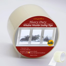 Transparent Window Weather Sealing Tape, 3-Inch x 85FT, Clear Window Draft Isolation Sealing Film Tape-Clear Draft Stopper Adhesive Tape for Doors, Windows and Shower Glass Gaps (3-Inch x85FT)