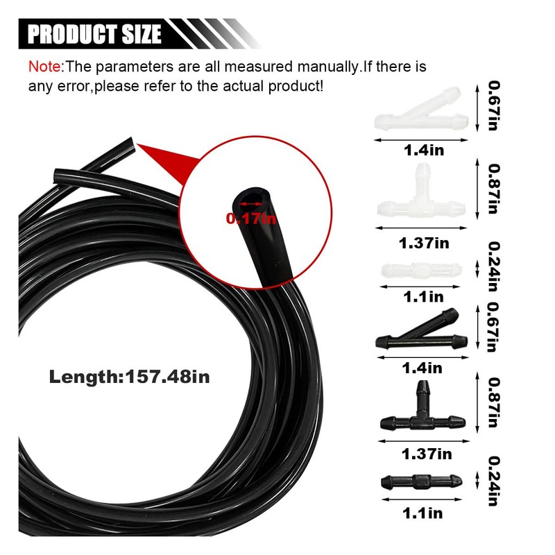Windshield Washer Hose Kit, 4 Meter Windshield Washer Nozzle Fluid