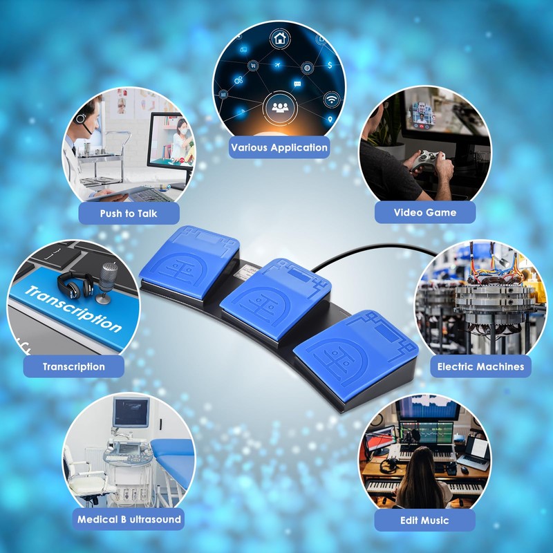 iKKEGOL 2023 Upgraded USB Foot Pedal Switch PC Triple Footswitch