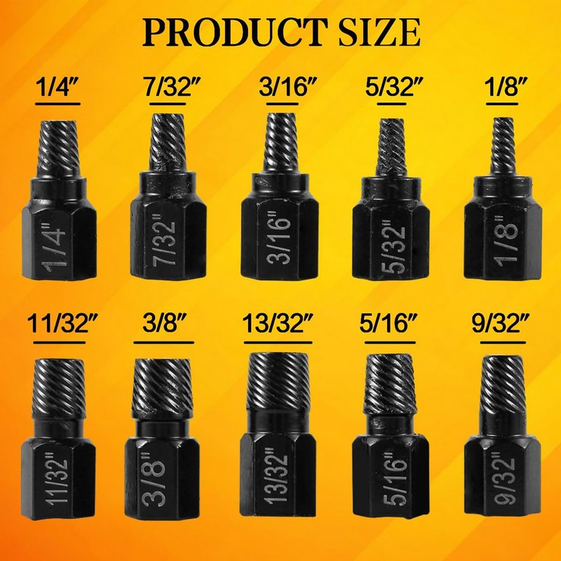10 Pcs Screw Extractor Set, Hex Head Easy Out Bolt