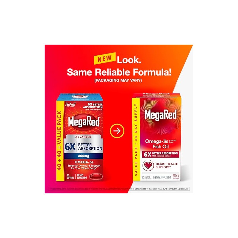 MegaRed Advanced Triple Absorption 800mg, 80 softgels - Omega-3 Fish