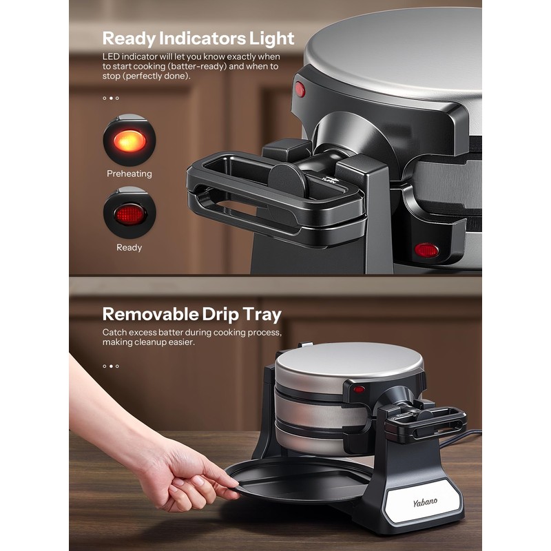 Belgian Waffle Maker, Classic Rotating Waffle Iron with Nonstick Plates,