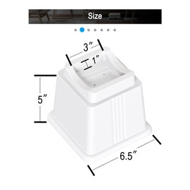 ZTON Bed Furniture Risers Elevation in Height 5" Heavy Duty Risers for Both Posts and Wheels of Sofa and BedSupport up to 2000 lbs. (Set of 4 Riser, White)