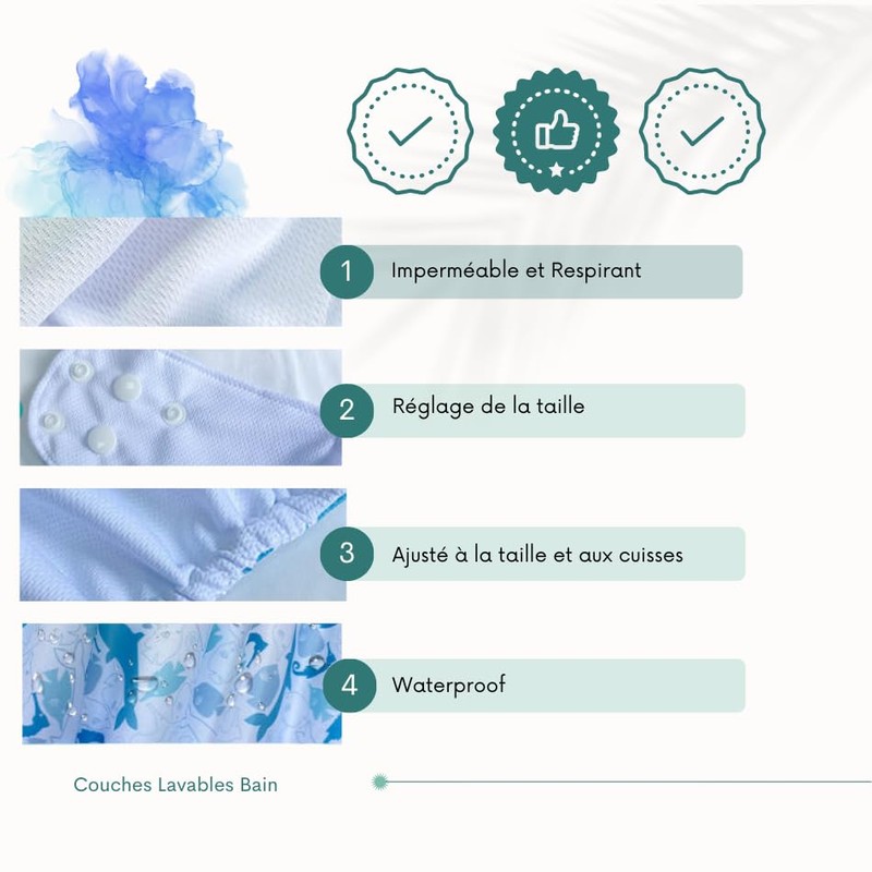 Washable Swim Nappy | Leak-proof Elastic | Waterproof | Adjustable