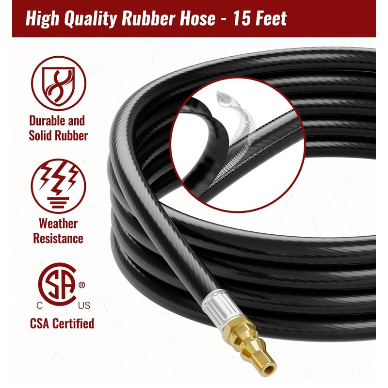 CALPOSE 15 FT RV Propane Quick Connect Hose for RV