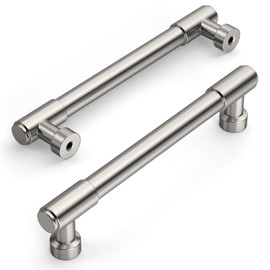 Amerdeco 10 Pack Brushed Satin Nickel Cabinet Pulls 5 Inch(128mm) Hole Center Drawer Pulls Cabinet Hardware Kitchen Cabinet Handles for Bathroom ZH0075