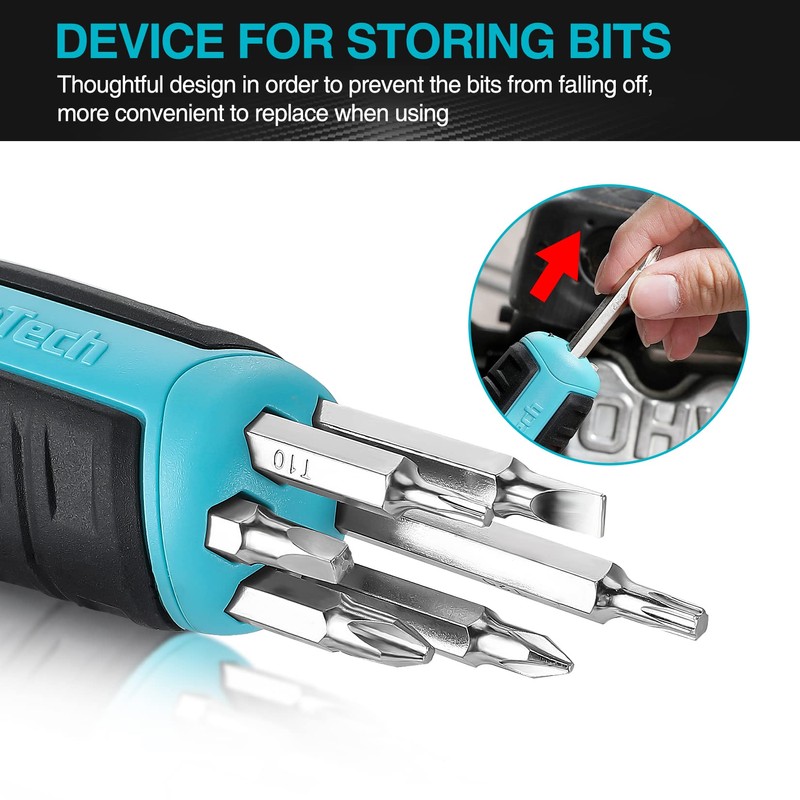 DURATECH 2PCs Ratcheting Screwdriver Set, 12-in-1 Multi-bit Standard/Stubby Screw Driver