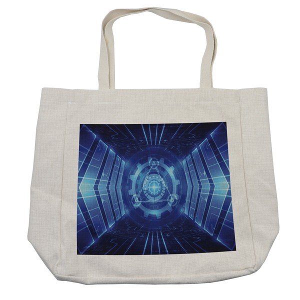 Lunarable Modern Shopping Bag, Futuristic Time Machine Like Futuristic Robotic