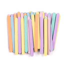 folia 2288 Wooden Sticks Pastel, Approx. 11.4 x 1 x 0.2 cm, Pack of 50, in 6 Different Colours, with Rounded Ends, Ideal for Decorating, Crafts or Learning Numbers