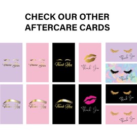 BRAWNA 100 Pink Spanish PMU Lip Blush Aftercare Thank You Cards - Instrucciones Para El Cuidado Después Del Rubor De Labios Permanente - PMU Supplies - Microblading Kit - Pink
