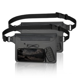Lucxhcky 2 Pack Waterproof Pouch with Waist Strap, Waterproof Waist Pouch Waterproof Fanny Pack for Swimming, Dry Bag Fanny Pack for Swimming Kayaking Boating Surfing (Black)