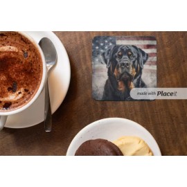 Rottweiler Dog Breed Patriotic American Flag Beverage COASTER