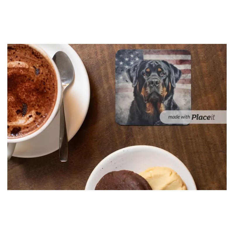 Rottweiler Dog Breed Patriotic American Flag Beverage COASTER