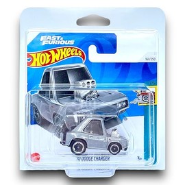 Hot Wheels '70 Dodge Charger (Silver & Black) 1/5 Tooned - 2024-161/250 (Short Card) - includes a KLAS Car Keeper Protector Case - HTD86