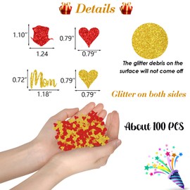Kimini-Ki Mom Confetti for Table, Mother Birthday/Mother's Day Party Confetti, 100 Pcs Love Heart Flowers Shaped Confetti, Mother/Women Birthday Table Decorations