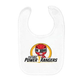 Fabulous Baby Bib Organic Cotton Future Power Ranger, White