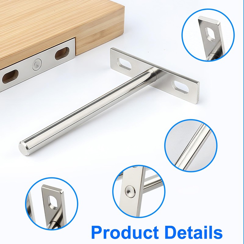 4 Pack Stainless Steel Floating Shelf Brackets - 4 Inch