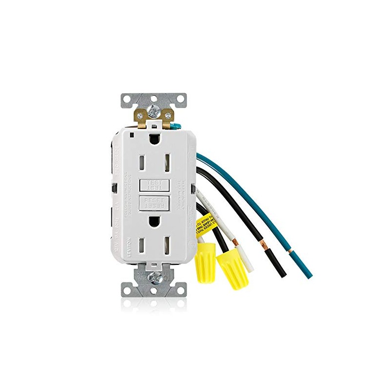 Leviton 15A-125V Extra-Heavy Duty Industrial Grade Leaded Duplex Tamper-Resistant Self-Test