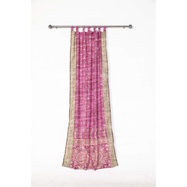 Light-Filtering Sari Colorful Curtains – Boho Curtains, Bed Canopy Panel, Wall Tapestry or Window Treatment For Bedroom or Living room + Tote bag (96"L x 42"W Set of 2, Purple Gray)