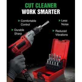 Carbide Burr Set 1/4" (6.35mm) Shank – 10 Pcs Double Cut Die Grinder Bits for Milling, Carving, Engraving, Deburring, Drilling, Hard Wood and Metals – Tungsten Carbide Drill Bit Set for Rotary Tools