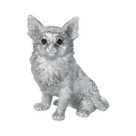 Uvia Metal Pet Chihuahua Silver 1.0 x 1.0 x 1.8 inches (4 x 2.5 x 4.5 cm) Doll Figurine Figurine Animal Garden Decoration Dog Dog H24014-J13
