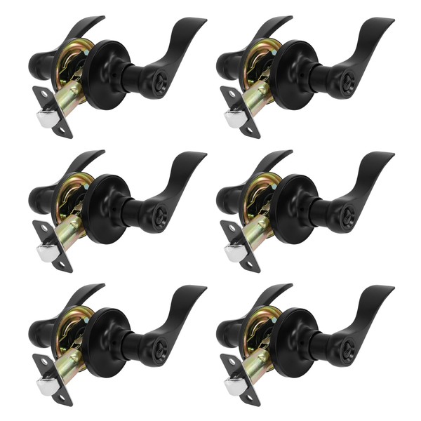 Redunest Privacy Door Lever Heavy Duty, 6 Pack Matte Black