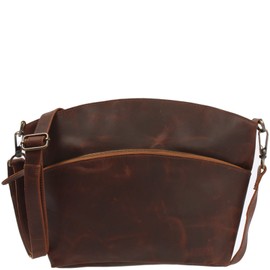 LECONI shoulder woman handbag vintage style leisure bag cross-body used-look genuine cow leather bag 36x27x8cm brown LE3050-wax