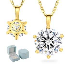 KRKC&CO Moissanite Necklace for Women, 14K/White Gold Diamond Pendant 0.5-4CT, Sterling Silver Lab Created Solitaire, GRA Certificate, Adjustable 18+2 inches Chain Jewelry for Her