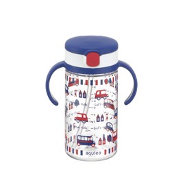 Richell Aclea Straw Mug R 320, Navy Blue, 1 Piece, 10.1 fl oz (320 ml), 7 Months