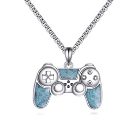ZPMMPZ Game Controller Necklace Sterling Silver Joystick Pendant Gamer Jewelry Gifts for Women Men